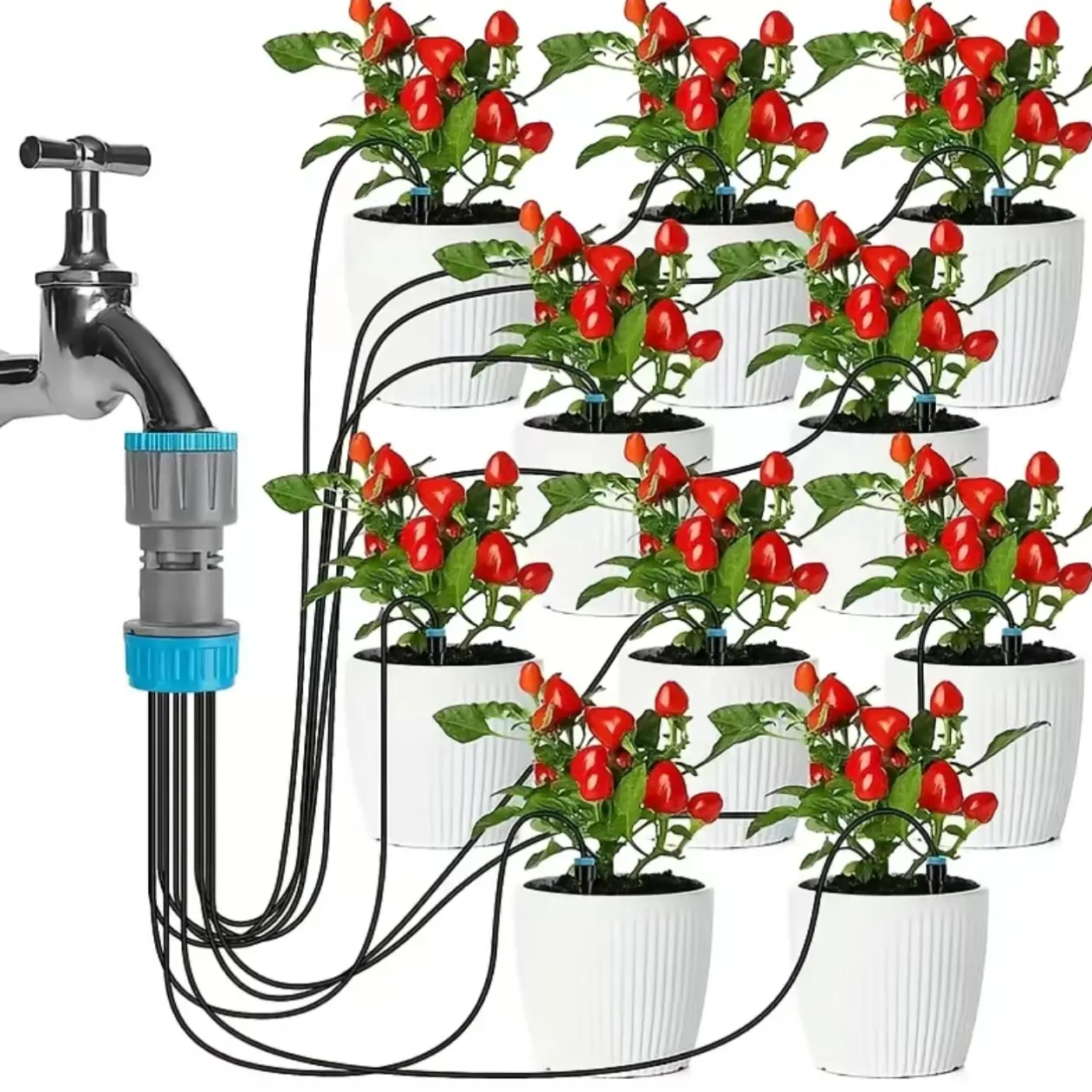 Garden Automatic Watering Device, Gardening Irrigation System, Watering Systems, Drip Seepage Device with 10 Dripper Head Kit for Greenhouse Balcony Pot Plants
