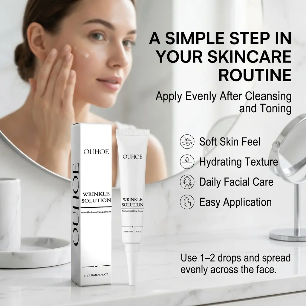 Fine Line Care Facial Serum Emulsion, Firming Moisturizing Face Essence for Smoother, Plumper and Radiant-Looking Skin, Hydrating Daily Skin Care for the Look of Forehead Lines, Dryness and Uneven-Looking Texture, Lightweight Face Lotion