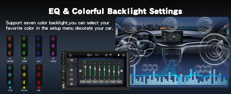 Double Din Wireless Carplay Android Auto Car Stereo, 7” IPS Touch Screen Car Audio Receiver with YouTube Video Playback, WiFi GPS FM Bluetooth Hands-Free, Mirror Link, Backup Camera, EQ, USB/AUX/SWC, MIC, Father's Day Gift