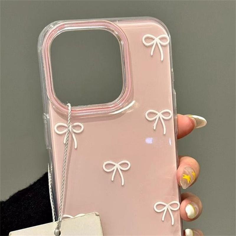 Bow Pattern Phone Case, Decorative Phone Protector Cover Accessories Compatible with iPhone 11, 12, 13, 14 and 15 Pro Max, Protective Casing