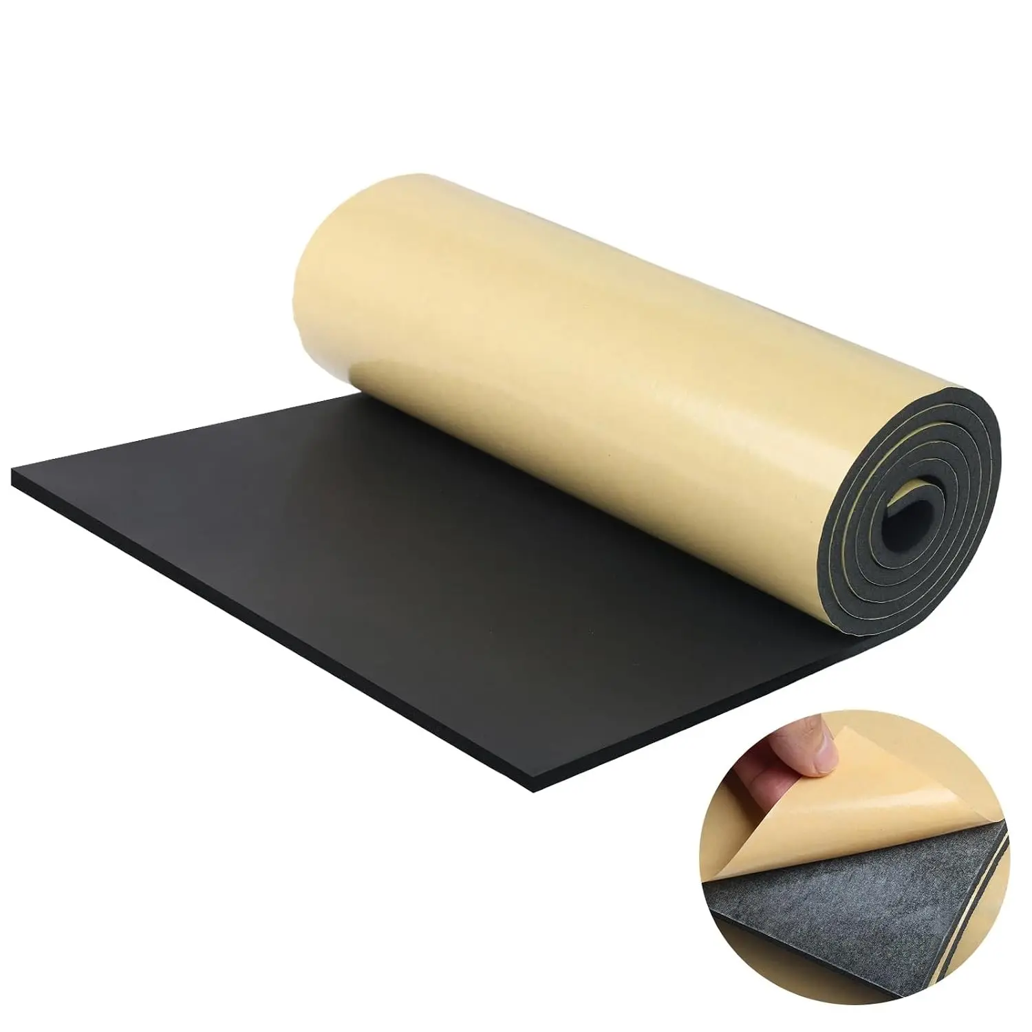 Sponge Neoprene Foam Sheet with Adhesive, 12 in x 59 in x 1/4 in Foam Rubber Roll Cut to Multiple Dimensions, High Density Rubber Padding for Shock Pad, DIY, Crafts