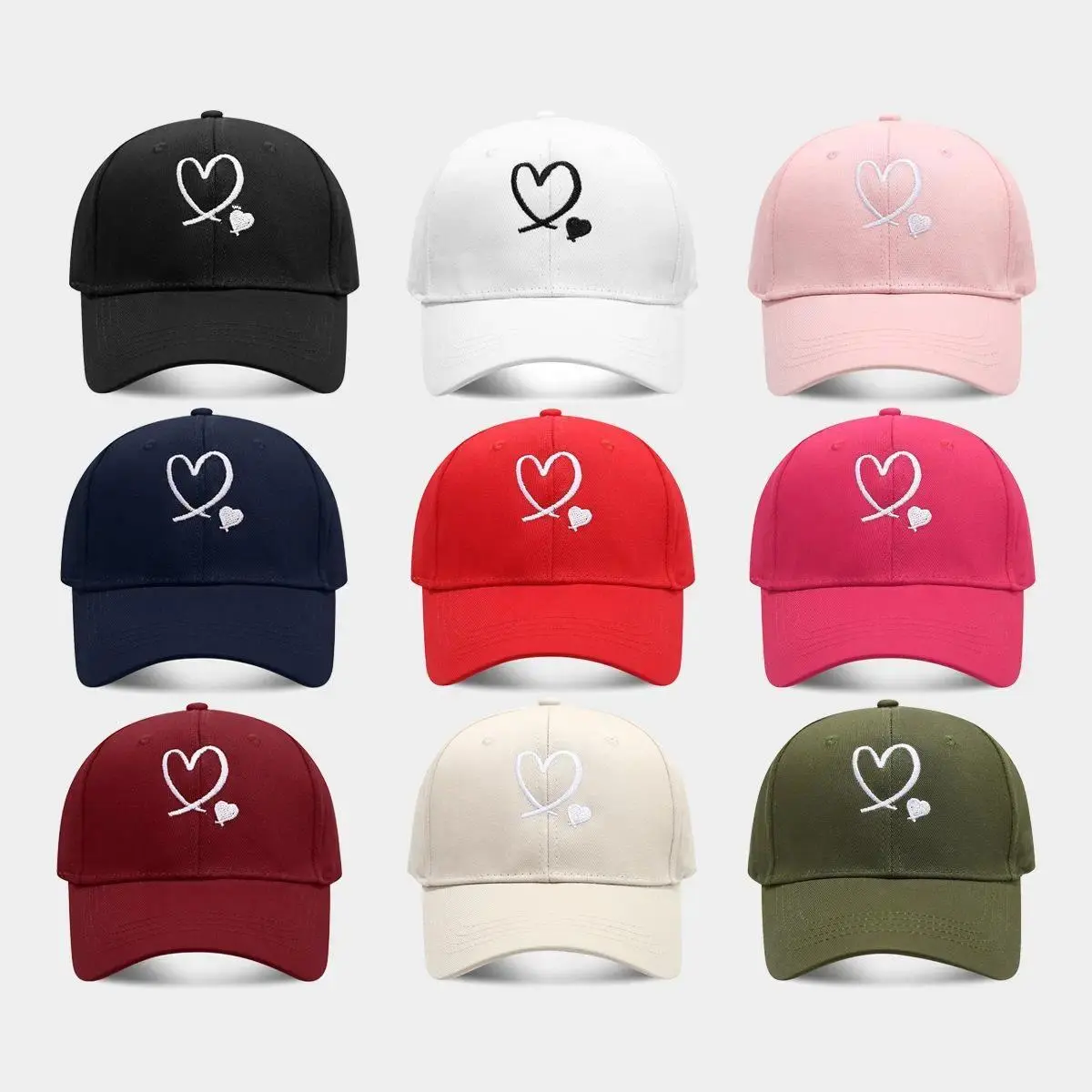 Unisex Red Heart Graphic Dad Shape Trucker Hat - Adjustable, Sun-Protective Baseball Cap for Female Travel, Outdoor Activities, Dad Shape Hat, Red Heart Embroidered Hats