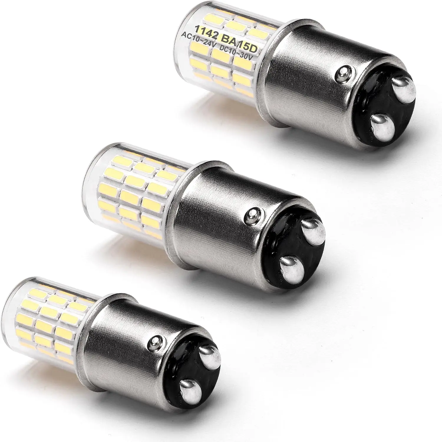 BA15D 12V, 1076 1142 1176 S8 1004 90 LED Bright White 6000K,  DC Bayonet Bulb Double Contact for RV Camper  Boat Interior Marine Lights,3 Pack