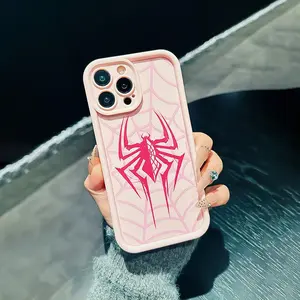 Pink Spiderweb Design Shockproof iPhone Case for iPhone 17 Pro Max 16 16e 15 14 Plus 13 12 Mini 11 Air X XS Soft TPU Cover with Camera Lens Protection, Durable Slim Design