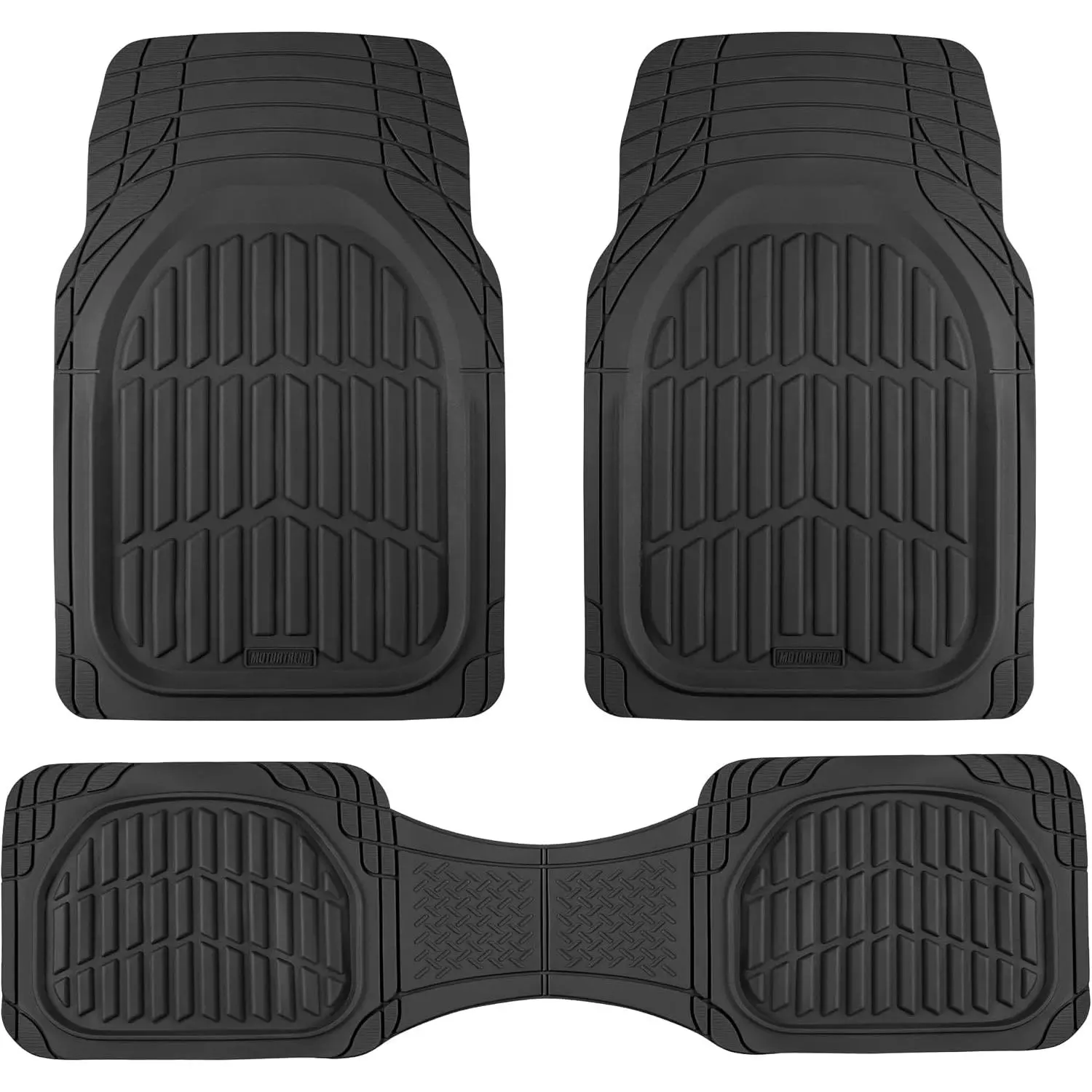 FlexTough LITE Rubber  Mats Full Set -  Weather Floor Mats for  & SUVs - Automotive  Black  Floor Mats for  Interior Accessories  Trim-to-Fit