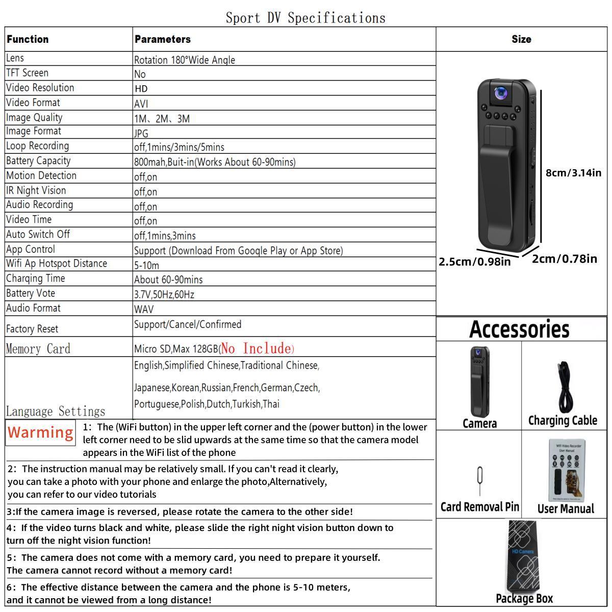 Wireless 1080P Vlog Body Camera, Wearable Body Cam with Night-Vision & 180 °         Rotation Lens – Lightweight Camcorder for Outdoor Recording & Travel