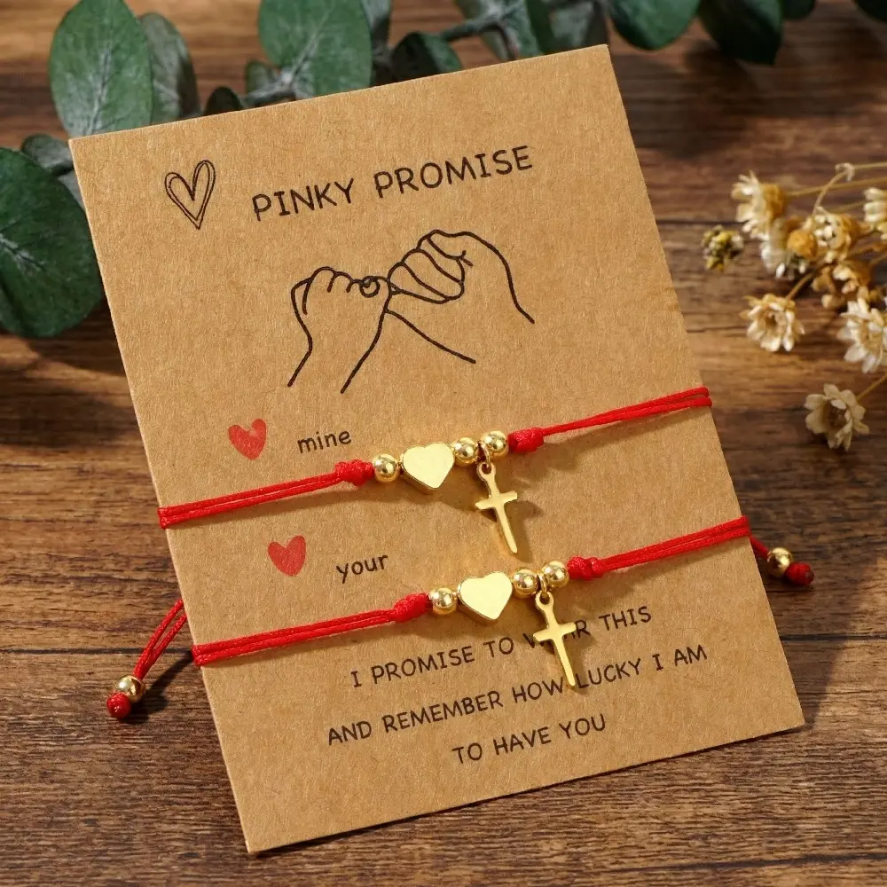 Heart Cross Red String Bracelet for Women, Couples, and Best Friends - Ins-Style Niche Design, Simple and Versatile Lucky Charm Cord, New Year Gift. Suitable for Couples and Best Friends to Exchange, Wearing During the Zodiac Year, for Daily