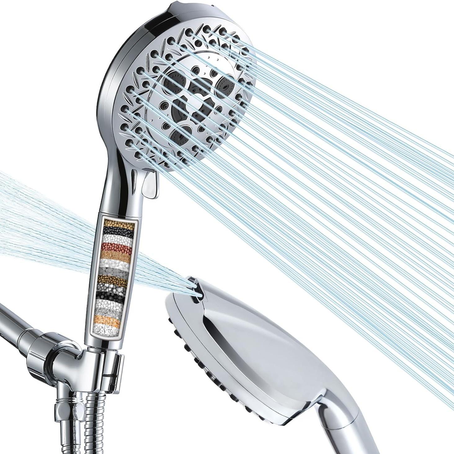 10-Function High-Pressure Handheld Showerhead Set with Spray Gun, Filtration, and Chlorine Removal