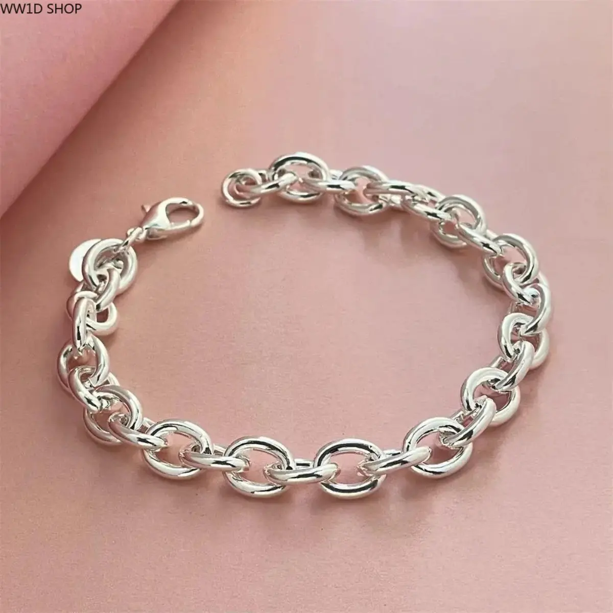 Women's 925 Sterling Silver Basic Link Chain Bracelet Band - Exquisite Trendy, Peppy, Glamorous, Romantic Minimalist Fashion Jewelry Accessory for Daily Wear, Weddings, Exquisite Trendy Bracelet, Female, Party, Charm, Ceremony, Basic Chain Style, Simple,,