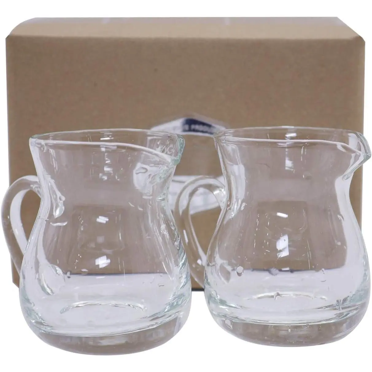 Classic Glass Creamer Pitcher with Handle 4oz Pack of 2 Milk Pourer | Mini Creamer Dispenser with Pouring Spout Transparent Milk Frother Cup for Coffee  Maple Syrup Serving Salad Dressing
