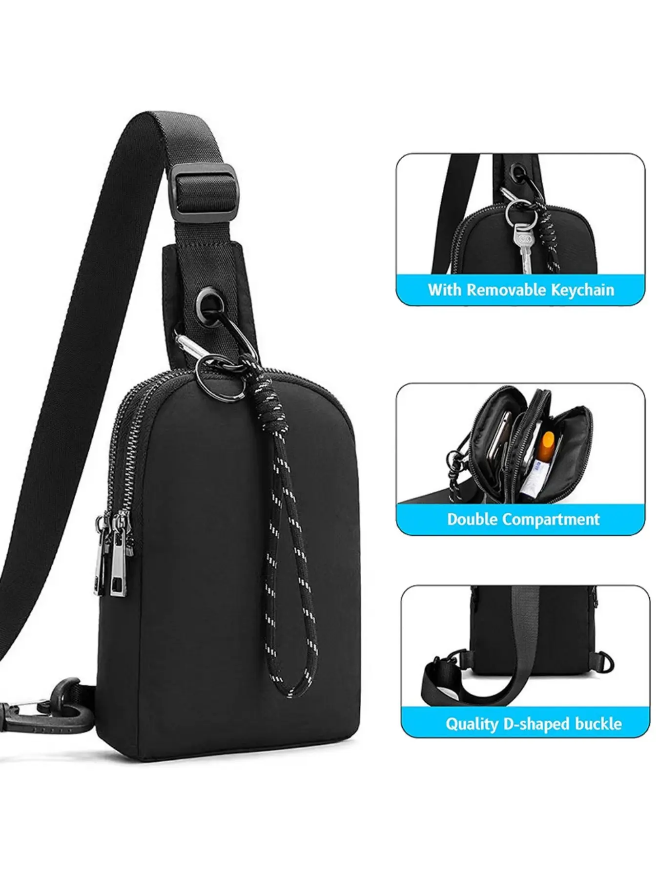 Neutral Outdoor Crossbody Bag, Unisex Chest Bag, Adjustable Shoulder Bag, Sports Leisure Running Bag, Nylon Material, Versatile Design, Casual Crossbody Bag