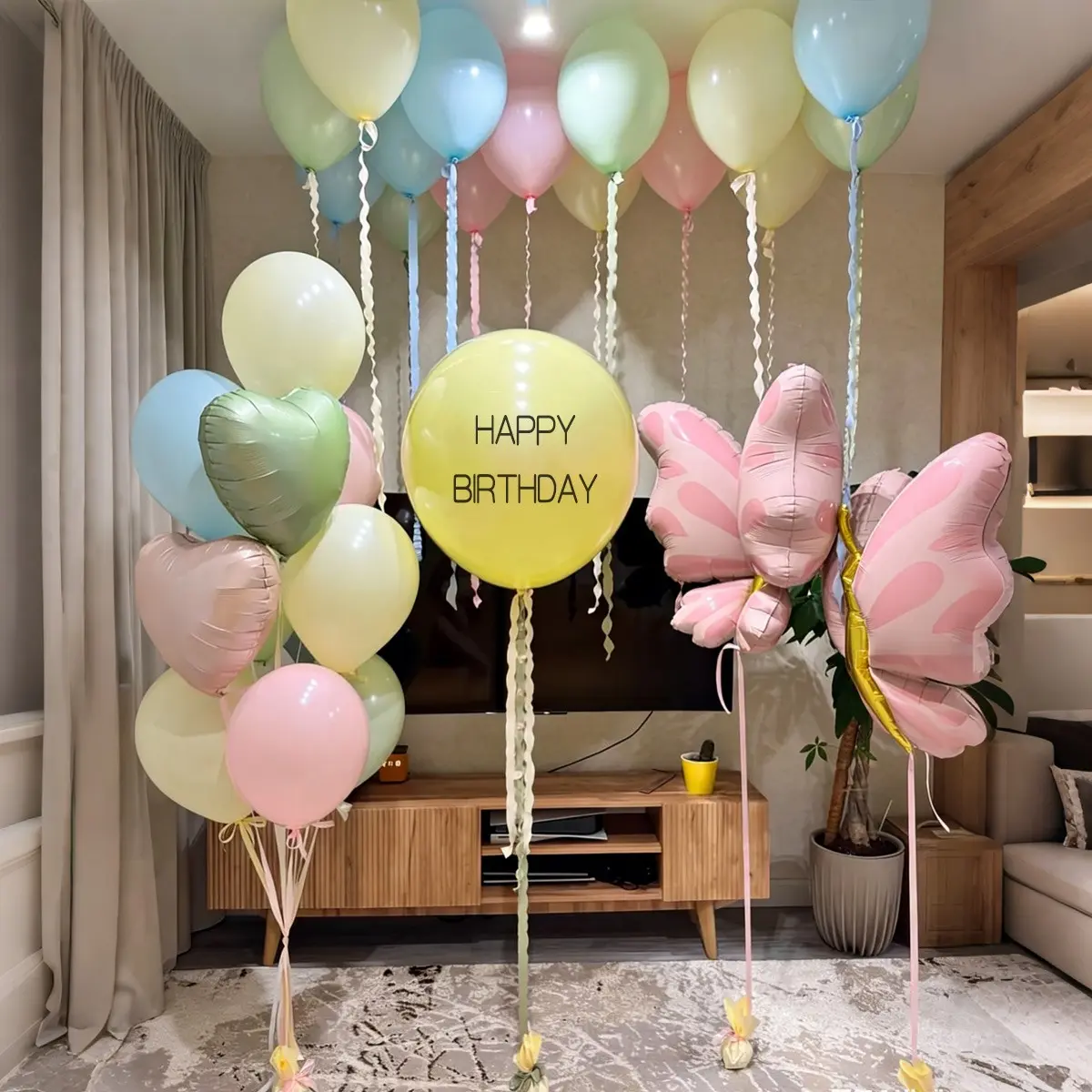 30pcs Macaron Color Round Latex Balloons Set, Butterfly Aluminum Foil Balloons, Party Decor for Birthday, Wedding, Baby Shower, Anniversary