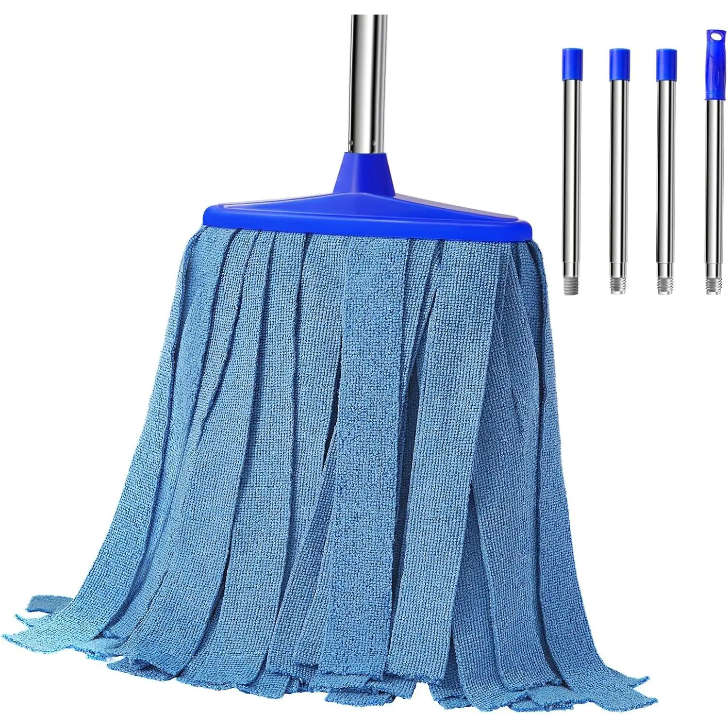 Microfiber Cloth Mop, Commercial Cloth Mops 52“ Stainless Steel Handle with 1 Mop  for Floor,Indoor and Outdoor Use , Blue