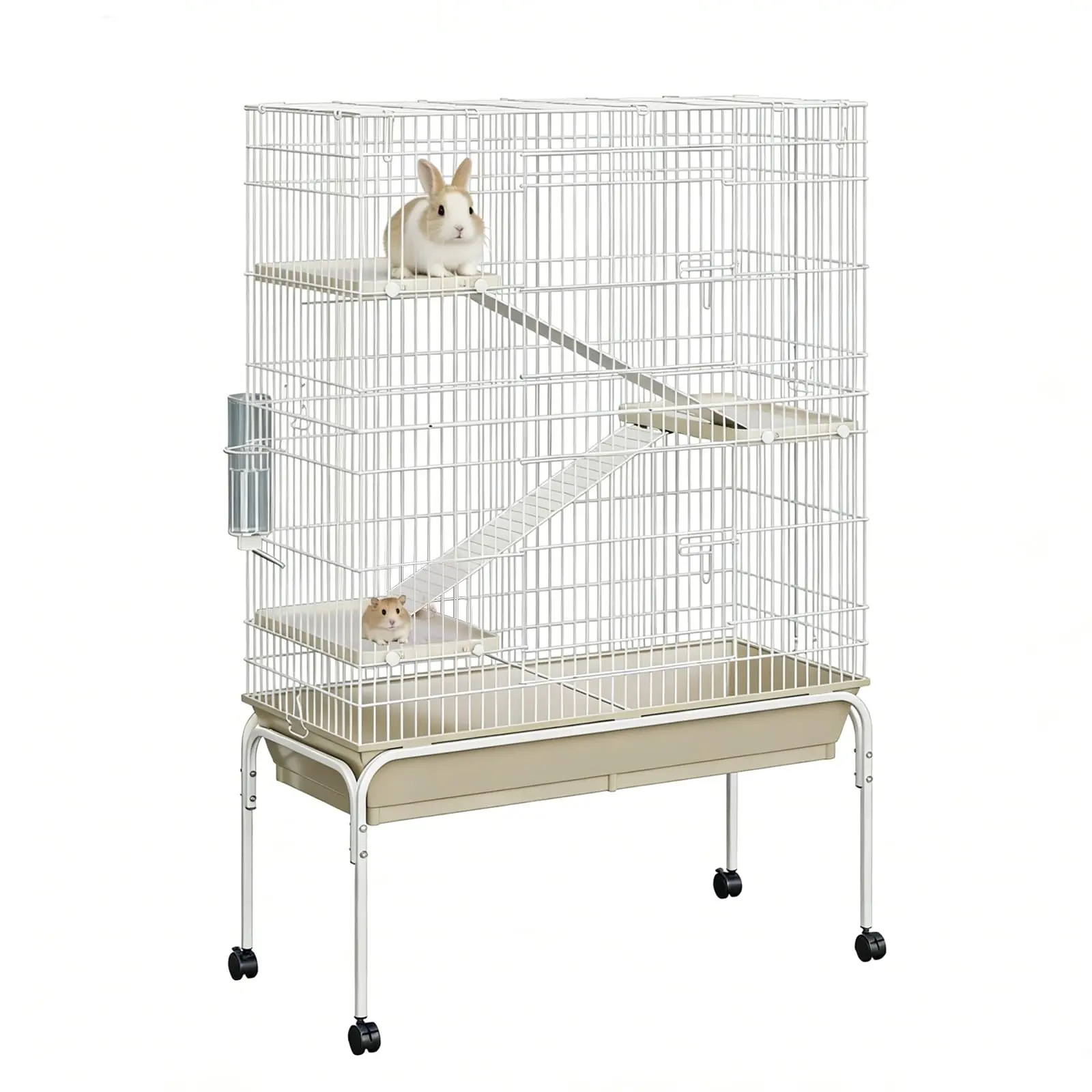 Garvee 4-Tier Large Critter Nation Cage, 55" High, with Water Bottle, Bowl, Deep Tray, and Wheels - Suitable for Guinea Pigs, Chinchillas, Rabbits, Rats, and Sugar Gliders
