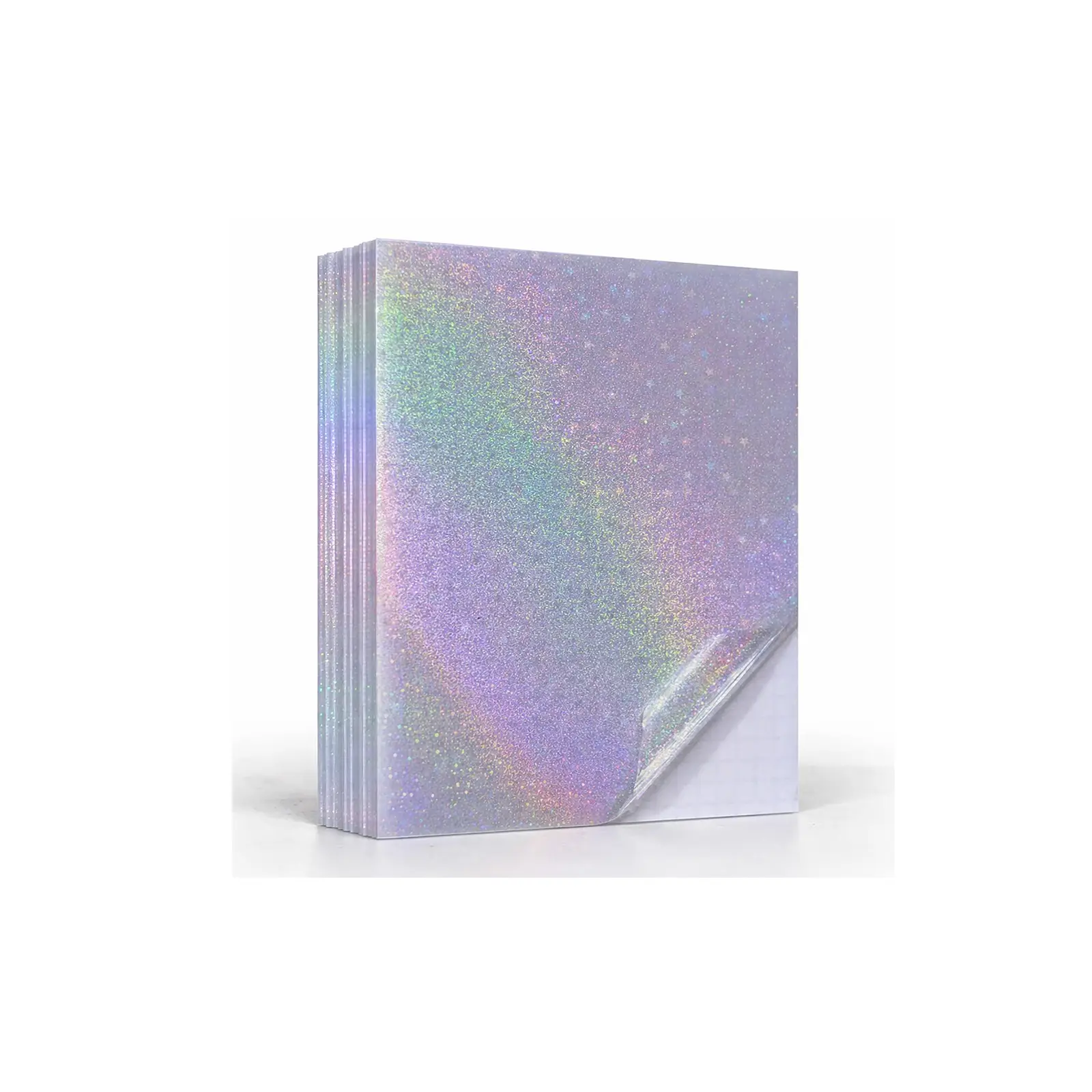 50 Sheets Clear Holographic Sticker Paper 2.9" x 4.1'' Waterproof Sand Star Vinyl Sticker Sheets Self-Adhesive Transparent Holographic Overlay Laminating Sheets for DIY Crafts 7.4x10.5cm