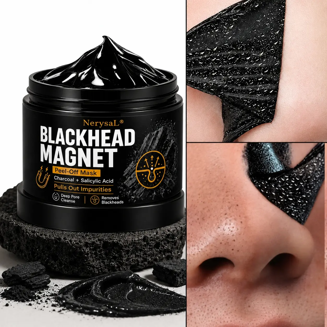 Blackhead Care Peel Off Mask, Activated Charcoal + Salicylic Acid Deep Pore Cleansing Exfoliating Facial Mask, Gentle Peel Off Formula Helps Clean Excess Oil and Dead Skin, Leaves Skin Smooth and Fresh Looking, Unisex  100g / 3.53oz