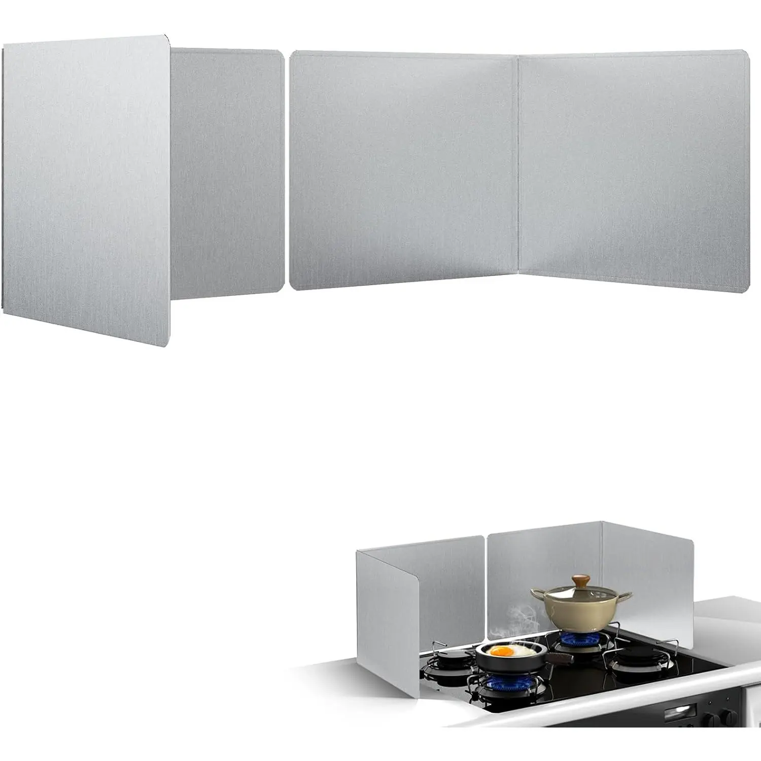 16"x12" Kitchen Splash Guard 2 count, Foldable Stainless Steel Backsplash Panel with  Protection, Heat Insulation Splashback for Stove and Counter