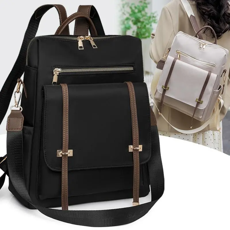 Women's  Color Block Oxford Fabric Backpack, Lightweight Durable Outdoor Travel Rucksack, Versatile Stylish School Bookbag Daypack for Campus Life, Hiking Trips, Weekend Getaways and Everyday  Use