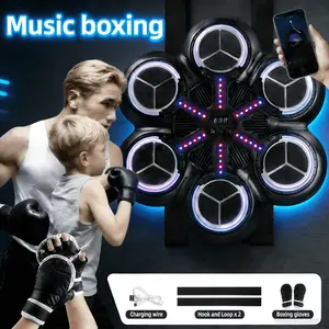 Bluetooth-compatible Boxing Machine with Force Feedback, Hanging Reaction Sandbag Punching Target, Home Fitness Equipment for Ages 3+, Includes Gloves & Charger