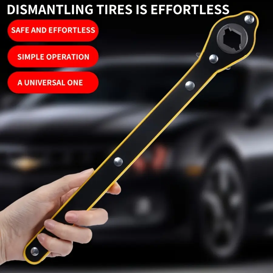 [360° Knob Design] Engineer Automotive Labor-Saving Ratchet Jack Wrench, Long-Handle Scissor Jack Lug Wrench for Cars, 360° Forward/Reverse Knob Design, Garage Tire Wheel Wrench for Motorcycles, SUVs, and Other Vehicles