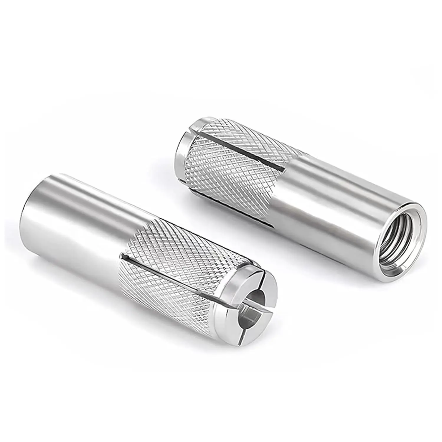 M8 Stainless Steel Drop-in Anchors, Knurled Drop-in Anchor for Solid Concrete, Internal Forced Expansion Screw  4 count