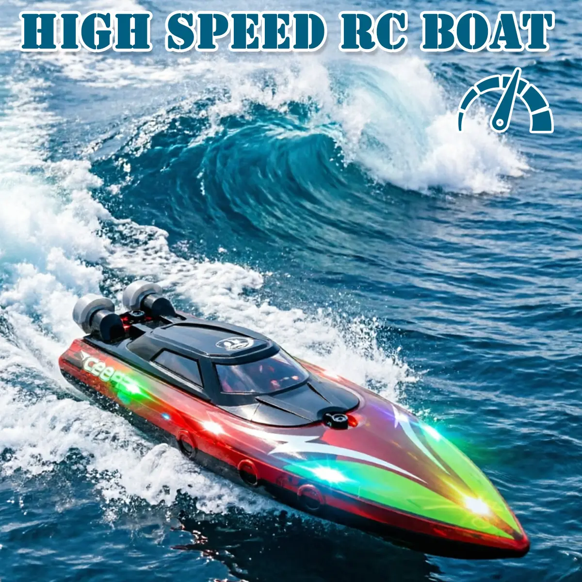 2.4GHz Remote-Controlled Boat, Four Channel RC Boat, Outdoor Pool Lake Toy, Independent Control, Ideal for Family, Boy's Birthday Gift