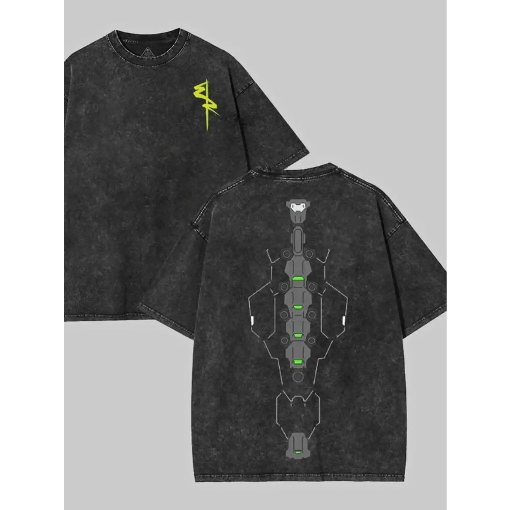 Oversized Retro Cyberpunk Graphic Tshirt, Soft Washed Cotton Streetwear, Relaxed Fit, Essential Mens Clothing
