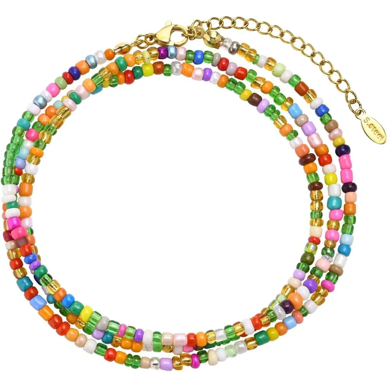 XP Multilayered Beaded Anklets for Women , Handmade Boho Colorful Beads Ankle Bracelets Foot Anklet,Adjustable Minimalist Summer Beach Foot Chain Anklet Surfer Jewelry Gifts for Girlfriend Sister