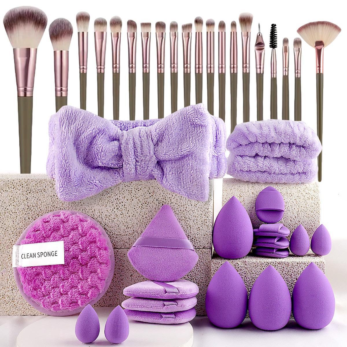 Complete Cosmetic Makeup Tool Set, 40-Piece Kit Includes Brushes, Sponges, Powder Puffs, Professional Tools for Men and Women, Portable Gift Idea