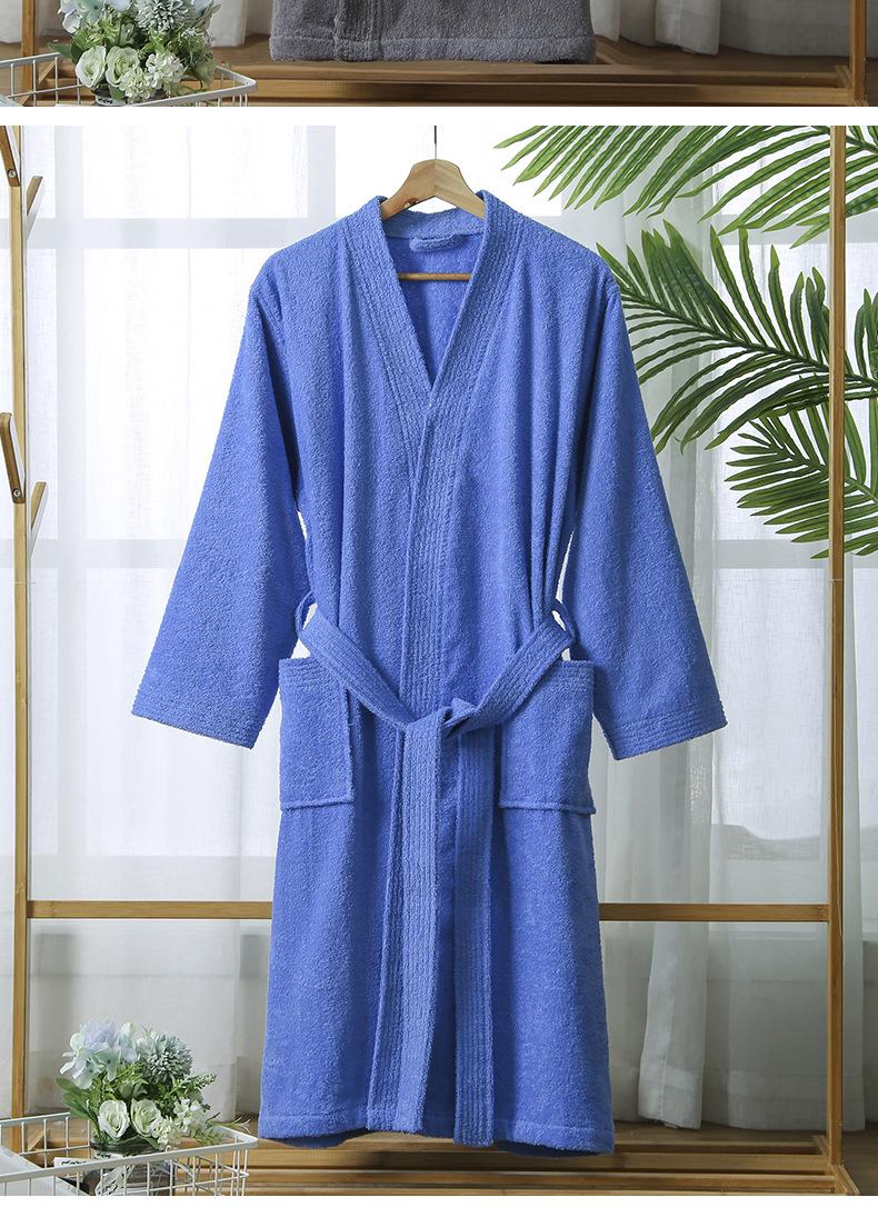 Hotel pure cotton bathrobe, spring and autumn towel material pajamas for women, all-cotton long style, soft, absorbent, quick-drying bathrobe with logo