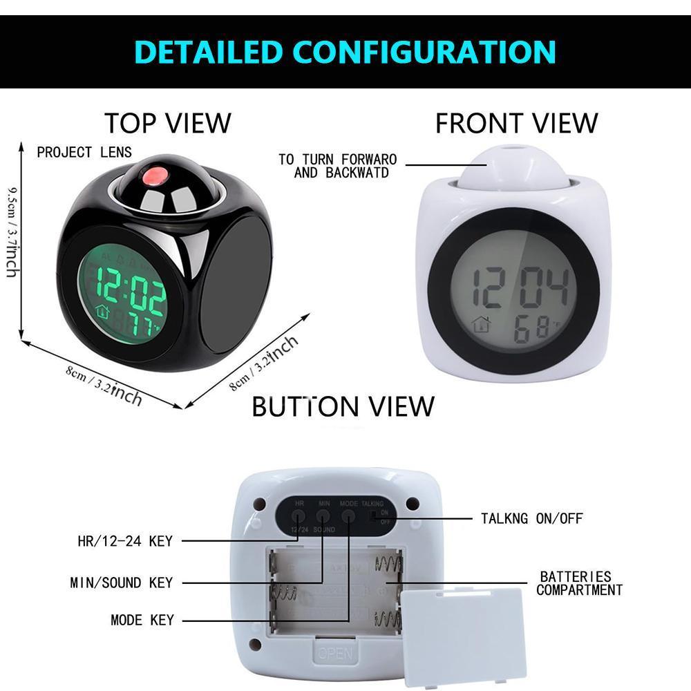 Creative Digital Alarm Clock, 1 Count Desktop Clock with Temperature Display, LED Projection Alarm Clock, Home Decor, Gift for Friend