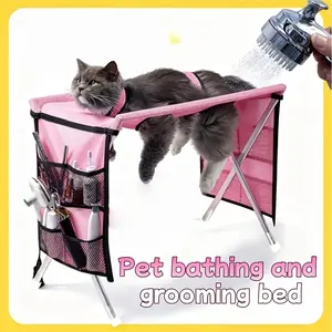 Universal cat and dog beauty table Household folding cat trimming hair care modeling pet beauty table Fixed bracket Split pet care bed Small dog hammock