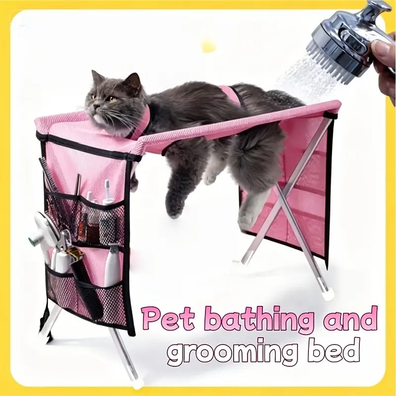 Universal Pet Grooming Table, Foldable Household Cat Dog Trimming Hair Care Station, With Fixed Bracket, Split Pet Care Bed, Small Dog Hammock Compatible