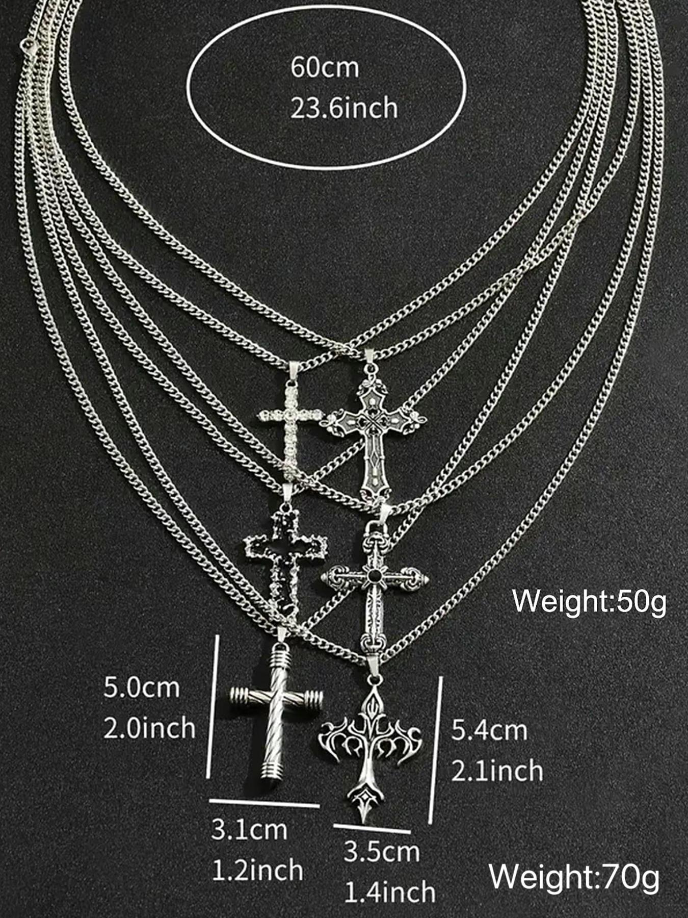 Men's Vintage Cross Pendant Necklace Set, Coptic Cross Necklace, Stainless Steel Jewelry for Party, Daily Clothing Decor, Trendy All-match & Exquisite Jewelry for Birthday Gift, Cross Necklaces