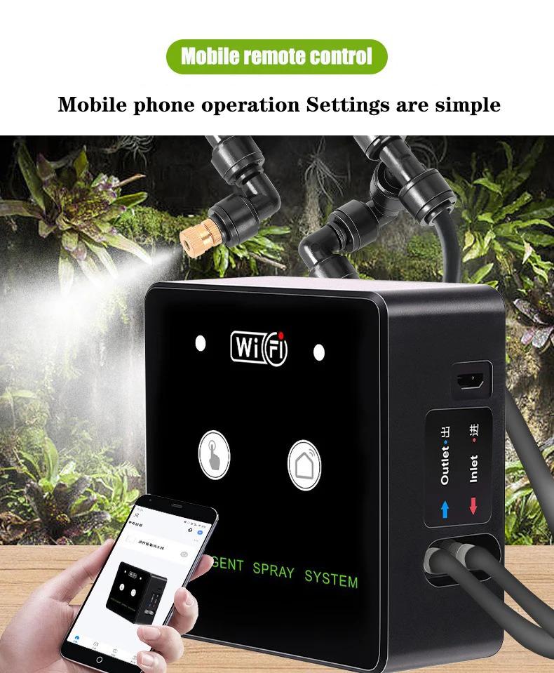 Rainforest Sprayer WiFi Control Automatic Mist Rainforest Timing Spray System Kit Irrigation Timer Reptile Sprayer Humidifier