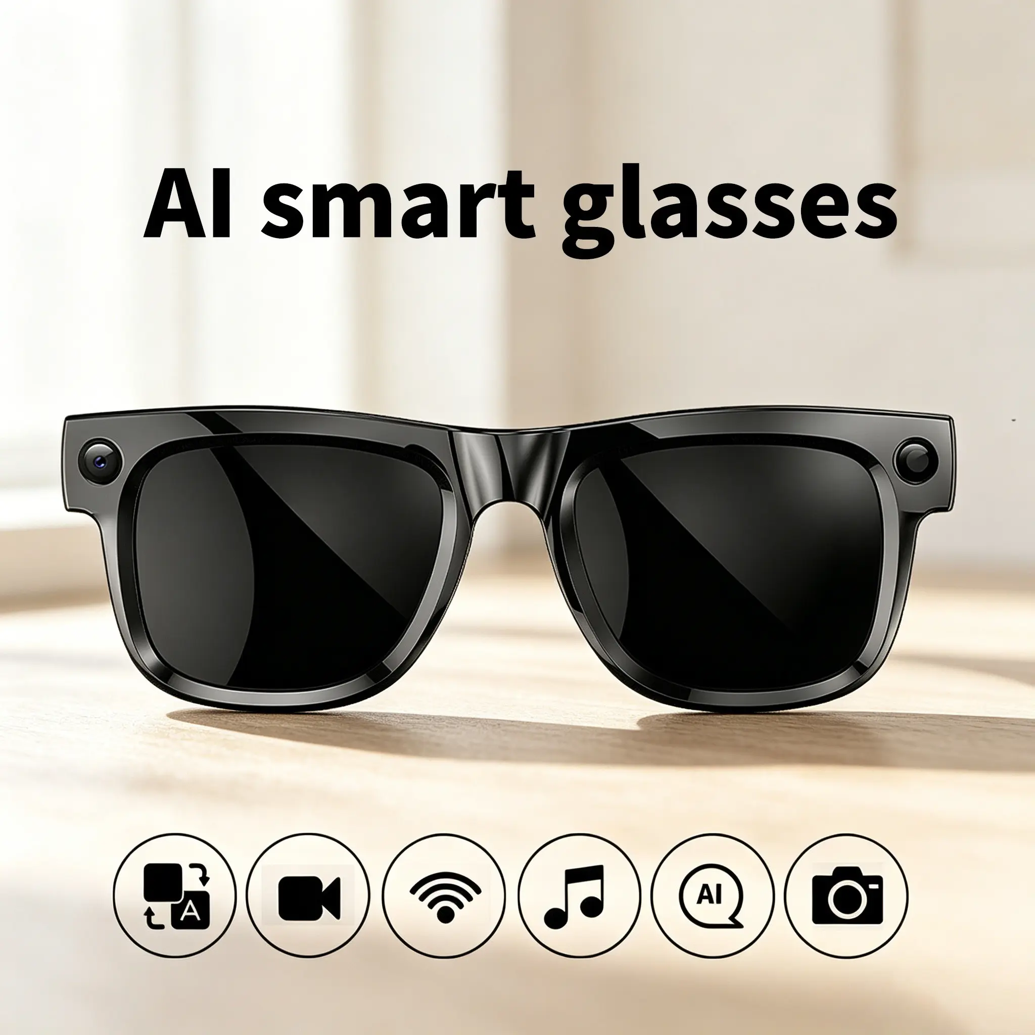 2026 Ag19ai Smart Glasses, 800w Camera, Eis Stabilization, 4GB Memory, Ai Translation, Bluetooth-compatible, WiFi, Waterproof, Blue Light Blocking