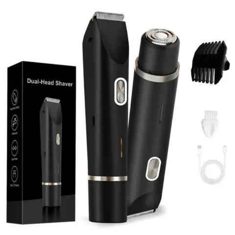2 in 1 Electric Hair Removal Tool for Women, Dual-Head Electric Razor, Body & Facial Shaver, Waterproof Wet/dry Use Trimmer
