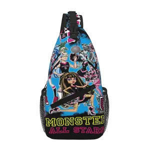 Monster High Lightweight Chest Sling Bag for Everyday Use Outdoor Camping Business Travel Cartoon Casual Merch Shoulder Backpack for Tablet Gift for Men Women and Kids