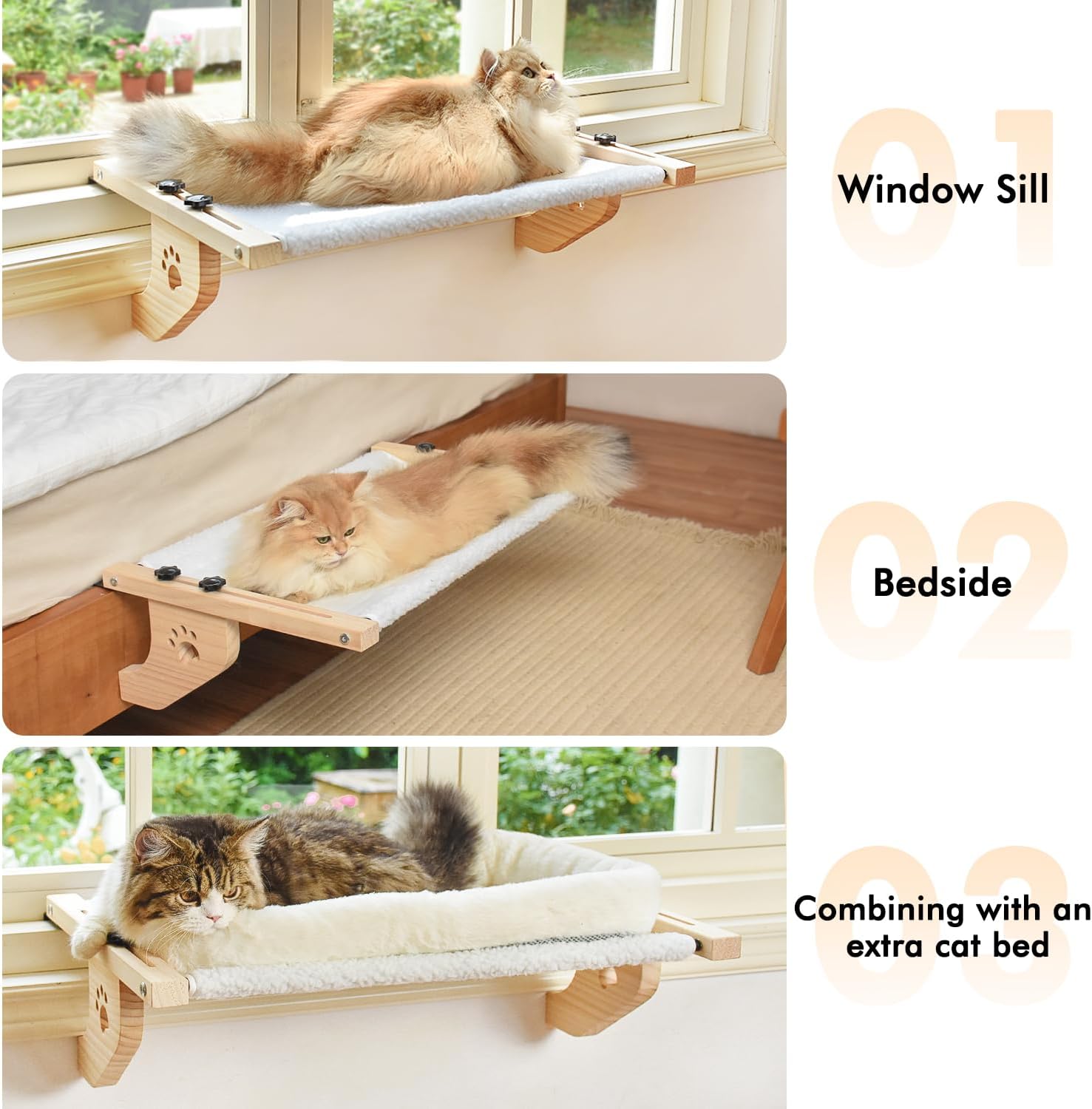 Adjustable Cat Window Perch Hammock Multi Purpose Pet Lounge for Window Sill Desk Cabinet Cozy Cat Bed with Reinforced Support Quick Setup Foldable for Space Saving