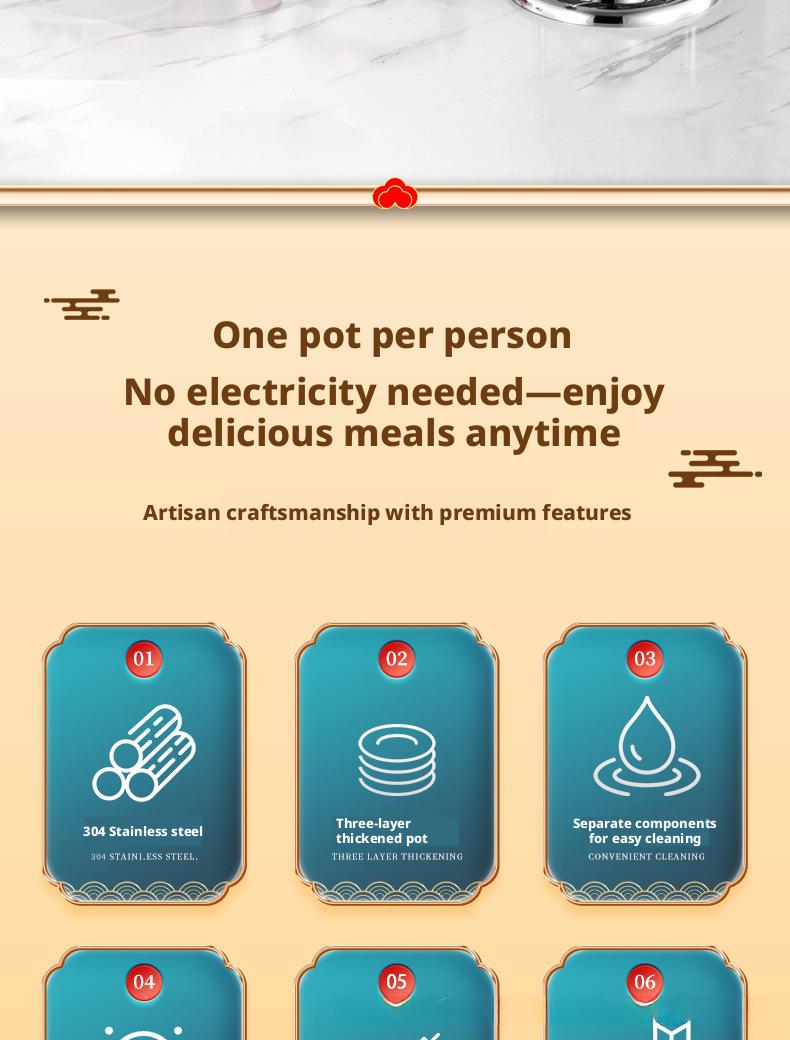 Inflatable Hot Pot, Single-Serving Hot Pot, Ideal for Private Dining at Clubs and Hotels, One Pot per Person, Gas Stove, Household Gas