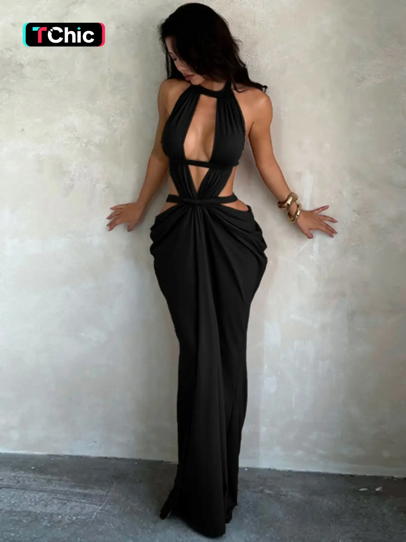Shimmering Ribbon Vacation Cut Out Dress, Chic, Elegant Hollow Out Design, Perfect for Beach Holidays, Stylish Summer Wardrobe Addition
