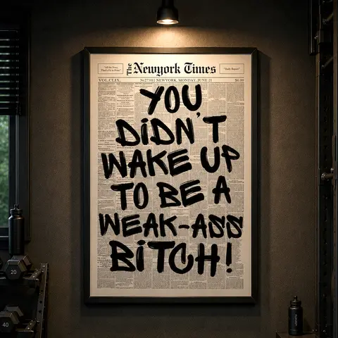 Retro "Weak Ass Bitch" Newspaper Print Typography Poster - Bold Humor Wall Art, Unique Decor, Bedroom Home Accessory, Fast & Reliable US Delivery, Decor Inspo, Fits Modern & Classic Interiors, Peaceful Meaningful Atmosphere Gift Idea
