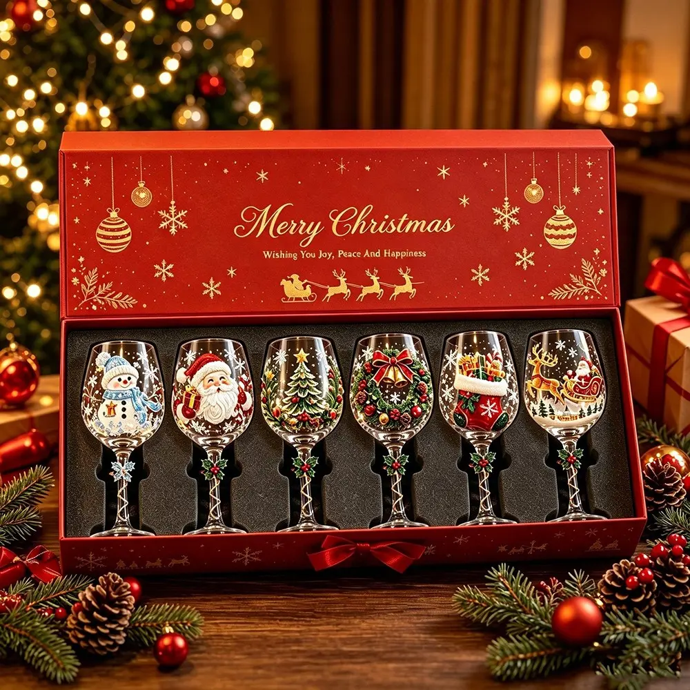New Christmas Glass Art Cup, Creative Glass Cup, High Ball Glass, Perfect for Holiday Decorations, Unique Gift Idea