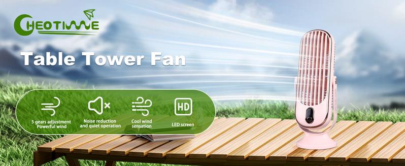 CHEOTIME Table Tower Fan, Portable USB Desk Fan 5 Gears Desktop Fans Quiet Small Personal Fan Brushless Motor Tower Fan Cooling Fan for Car Home Bedroom(White) CHEOTIME Table Tower Fan, Portable USB Desk Fan 5 Gears Desktop Fans Quiet Small Personal Fan Brushless Motor Tower Fan Cooling Fan for Car Home Bedroom(White)