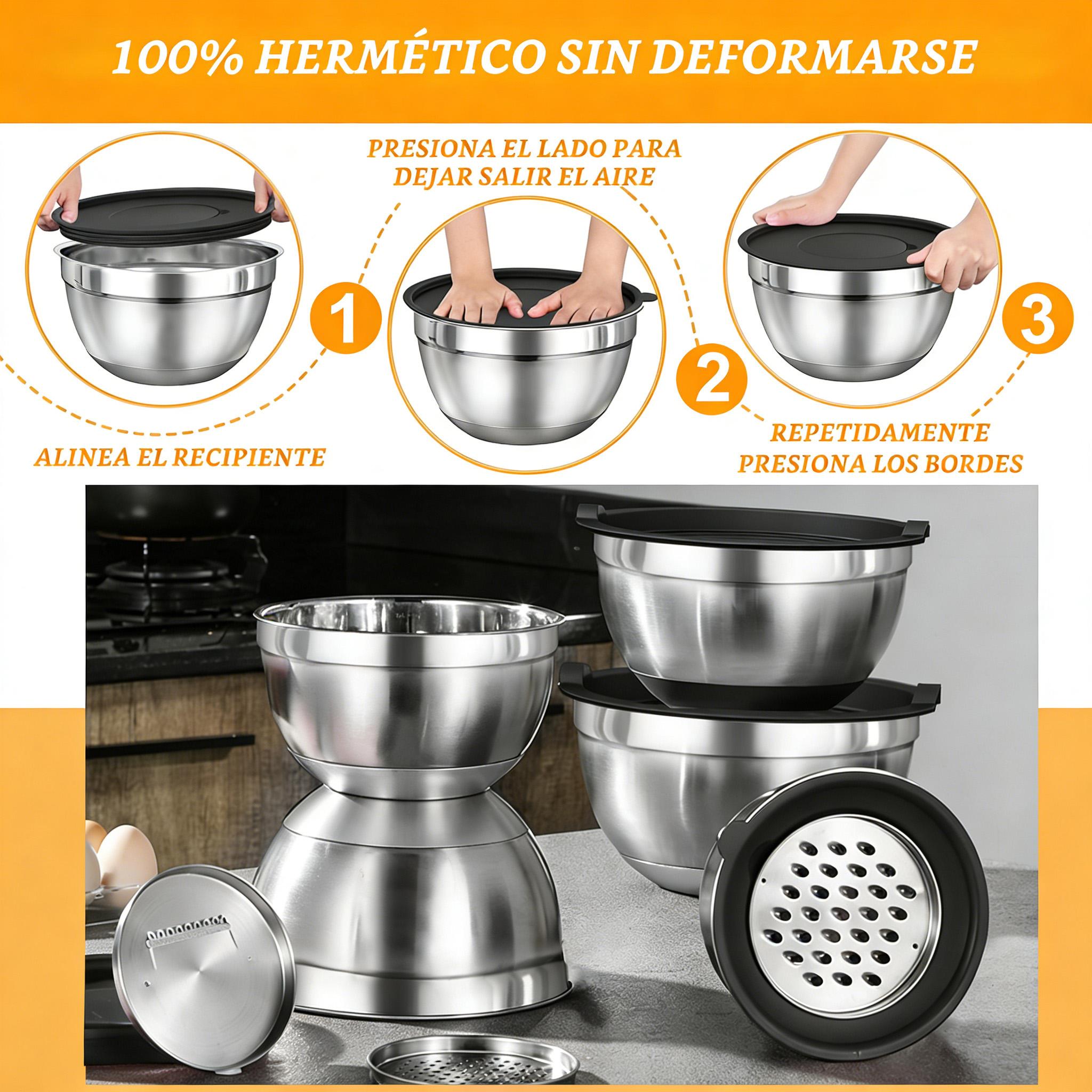 Nifogo 23PCS Nesting Mixing Bowls Set Stainless Steel Bowls with Lids Baking Utensils Graters Whisk Stackable Food Prep Cooking Tools for Kitchen - Tableware