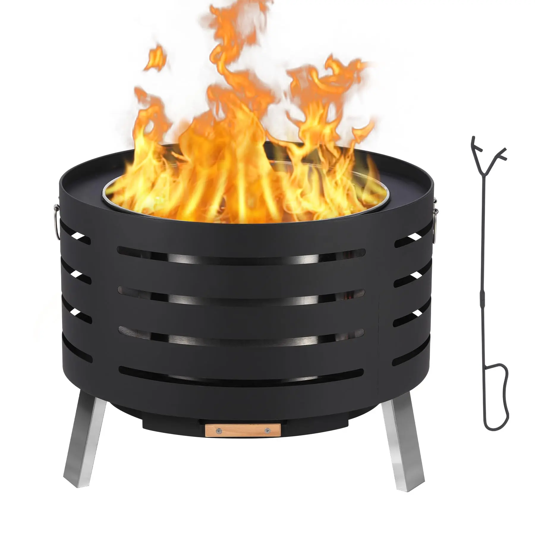 Hosslly 30 in Smokeless Outdoor Fire Pit for Patio, Backyard - Efficient Heating, Minimal Smoke, Easy Maintenance