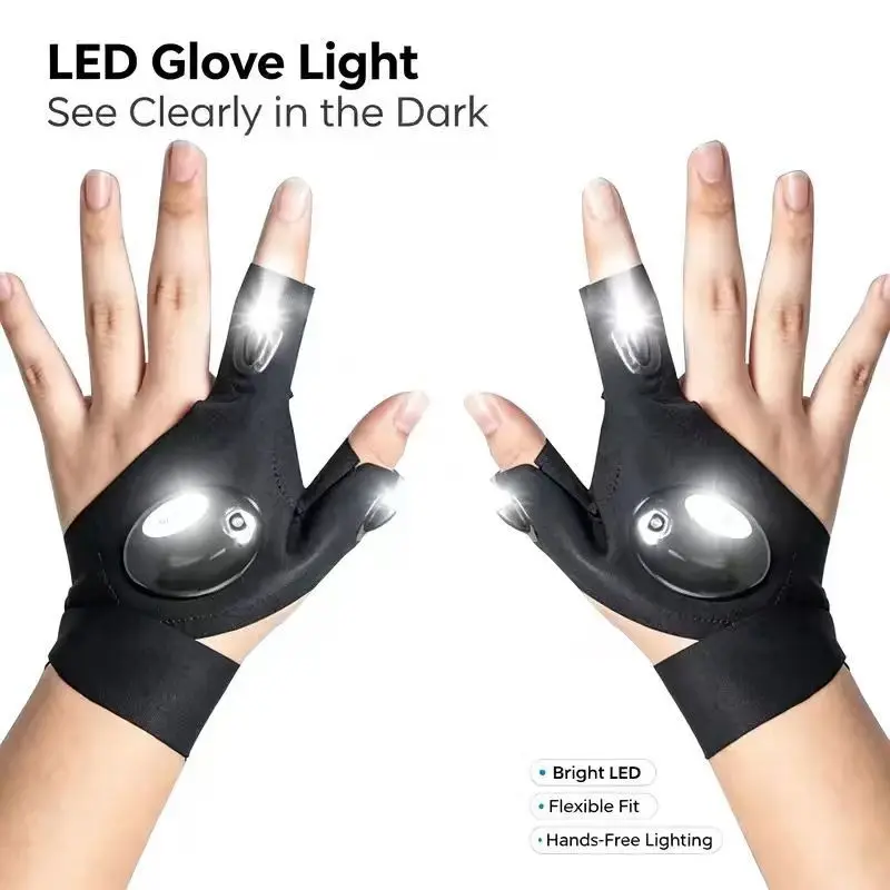 LED Finger Flashllght Gloves, Hands-Free LED Light Glovesfor Rshing, Camping, Repalr & Outdoor Activitles