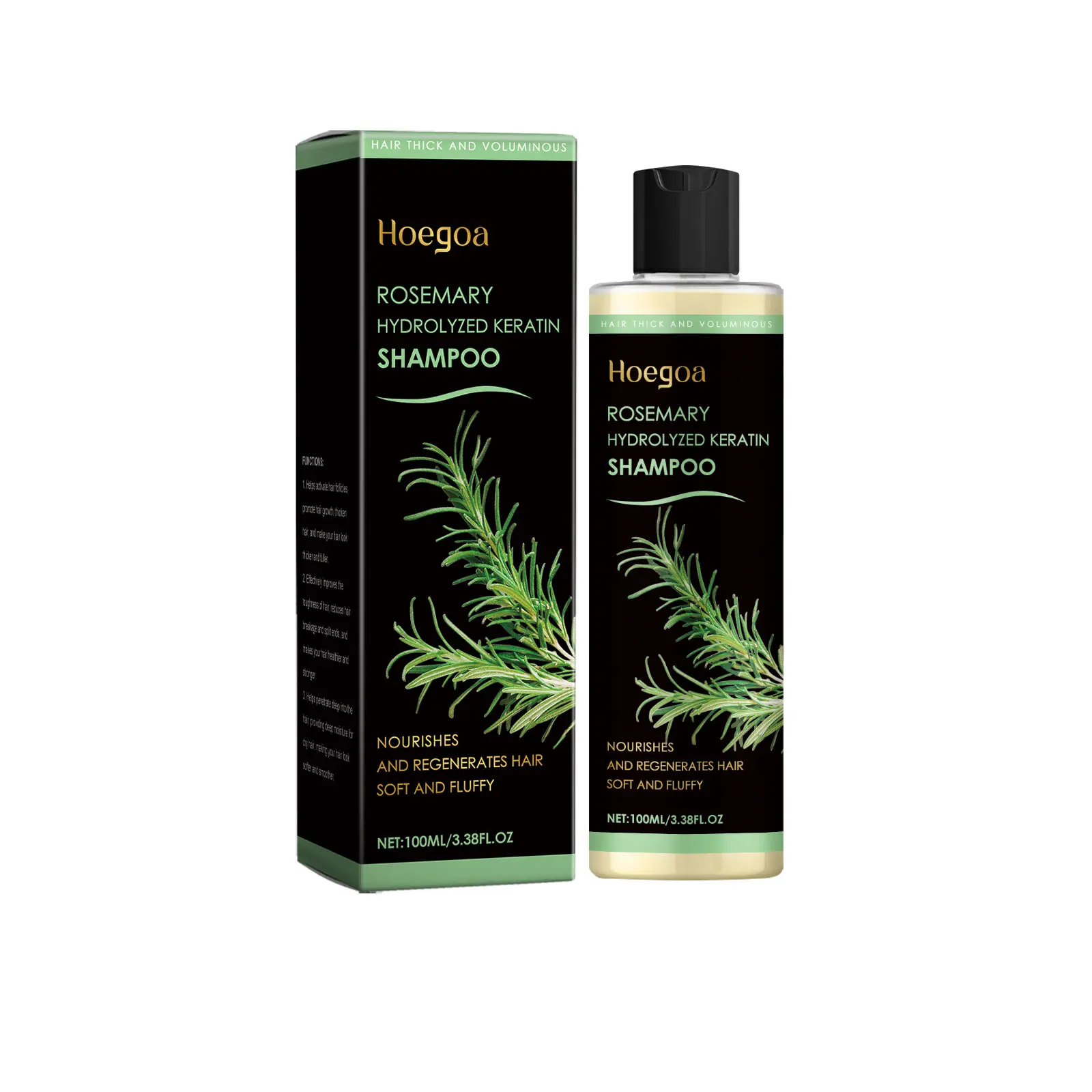 Organic Rosemary Strengthening Shampoo with Hydrolyzed Keratin & Caviar - Boost Hair Growth, Control Oil & Dandruff, Soothe Scalp Irritation, Restore Shine - Beauty & Personal Care Haircare Product