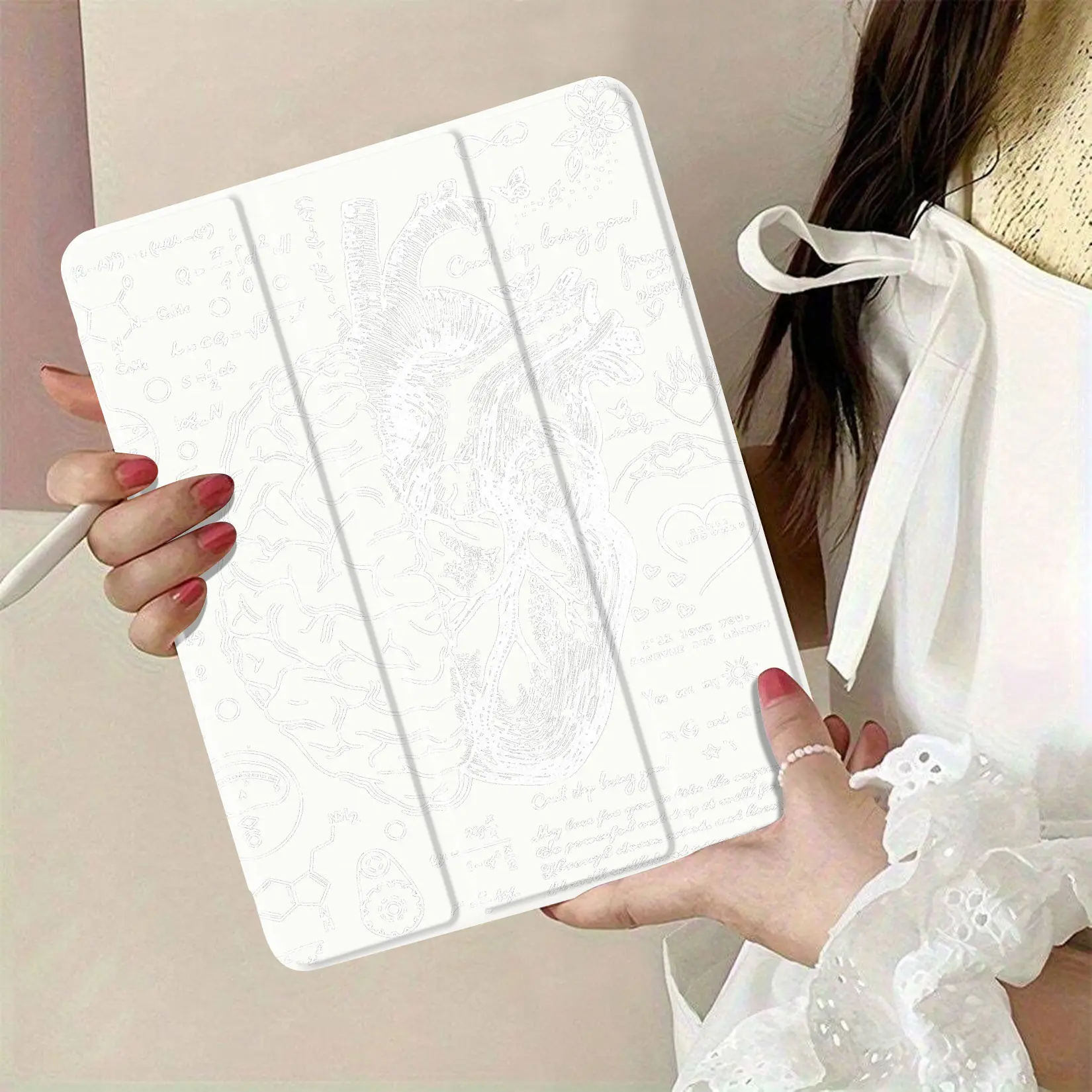 Heart and Brain Design iPad Series Tablet Cover - TPU Casing with Automatic Sleep/Wake Function, Protective Electronics Accessory, Gift Idea for Loved Ones