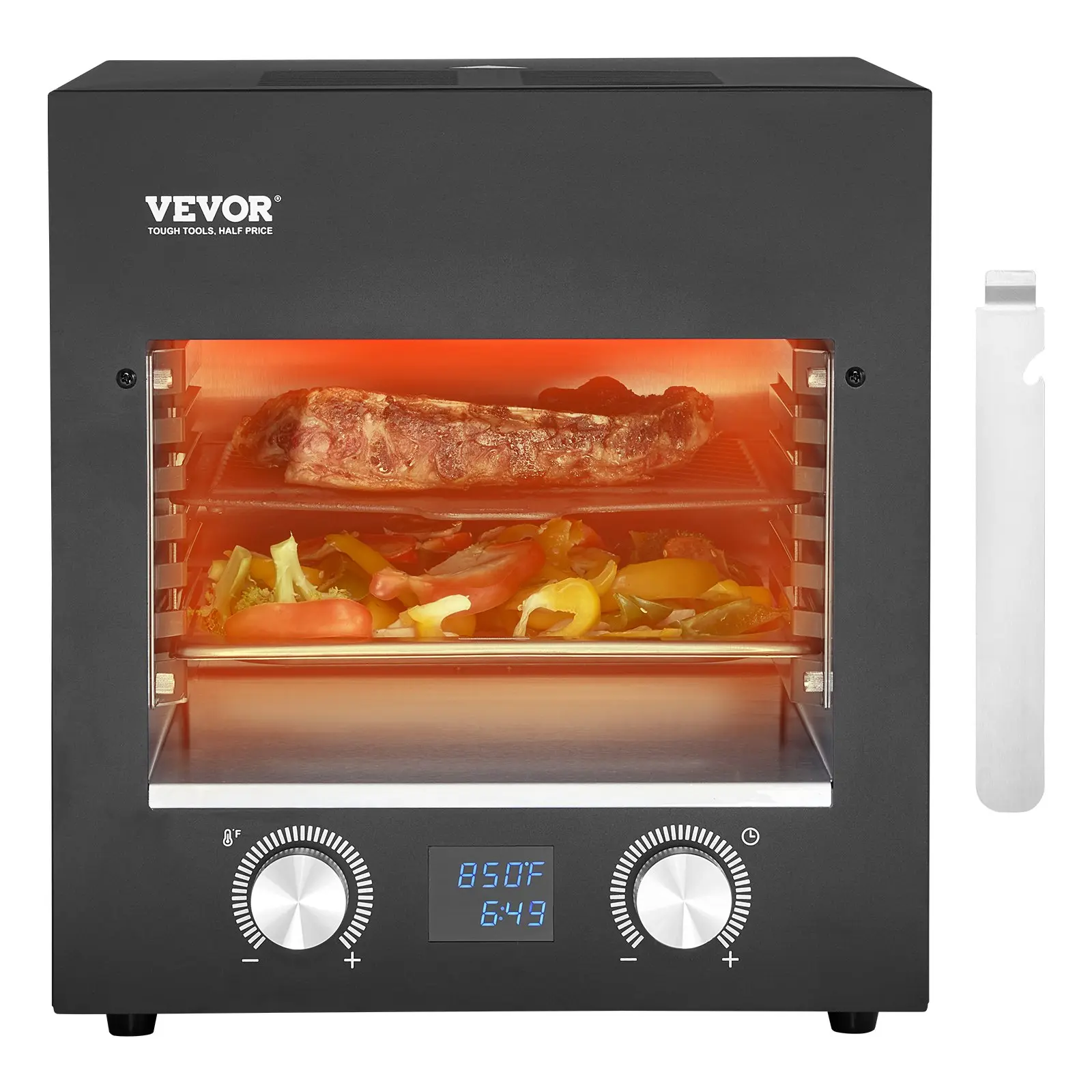 VEVOR Electric Steak Grill, 1800W Smokeless Infrared Electric Broiler, 1450F Stainless Steel Steak Cooker with 6-Tier Adjustable Rack, Electric Infrared Grill for BBQ, Toast, Grill, Indoor